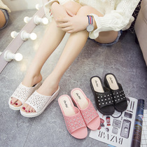 Vietnam imported female summer thick bottom high shoes wear beach Beach Seaside High bottom cake bottom landslide indoor slippers