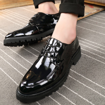 Bright Face Inglén Hairstylist Leather Shoes Inner heightening 6CM thick bottom genuine leather casual Han version Tide Pointed Professional Mens Shoes