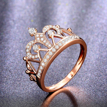 18K white gold diamond female ring Rose gold crown diamond ring Wedding ring gold diamond ring custom