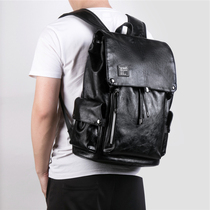 European station leisure backpack mens fashion trend leather backpack mens student schoolbag travel bag computer mens bag