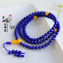 Natural rare products Afghan emperors Qingzing gold stone bracelet with honey wax green gold stone three laps of Buddha Pearl Handstring