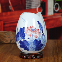 Jingdezhen ceramic vase blue and white porcelain bucket color lotus modern home living room ornaments classical crafts gifts