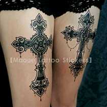 MG tattoo stickers-exclusive hand-painted lace cross retro Gothic sexy cross tattoo stickers 26 * 18cm