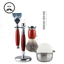 Taiwan Upscale Red Sandalwood Retro Hand Shave Knife Suit Old Razor Five Layer Shave With Hooter Husoap