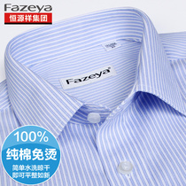 Hengyuan Xiangxiang color sheep water memory cotton men long sleeve shirt cotton business leisure striped shirt garment non-iron