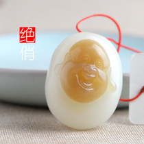Yurun Yipin Hetian Jade Sugar Sheep Jade Buddha Pendant Russian Sugar White Jade Maitreya Buddha Pendant Womens