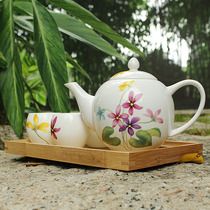 Korean bone china tea set set ceramic set tea set with bamboo tea tray European style tea set gift box