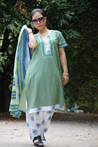 India imported cotton Panzabi Panjiabi national costume yoga costume three-piece Krishna Sky
