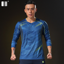 (Quick-drying type)autumn and winter new single and double badminton clothes mens quick-drying long-sleeved top badminton sports clothes