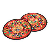 Exquisite embroidered coaster Yunnan gift tea art insulation mat fabric non-slip mat pair of round special placemats