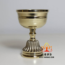 Brass candle ghee lamp holder thick flower feet round bottom and inner polished candle holder diameter 6cm