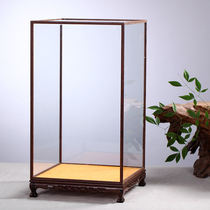 Haolin Xuan Buddha statue glass cover red wood chicken wing Wood Tiger foot carved handicraft dust cover can be customized