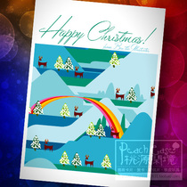 Happy Christmas rainbow haunted simple blessing decoration illustration print postcard