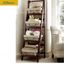 American country floor-to-ceiling bathroom side cabinet Mediterranean storage rack Oak locker storage side cabinet