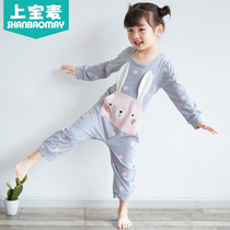 Upper Baomai 2021 Spring and Autumn Childrens conjoined pajamas anti-kicking girl uniforms Home clothing animal girl jumpsuit