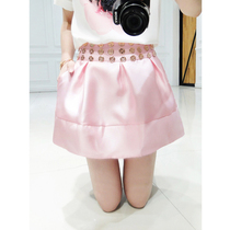 Skirt womens summer 2021 new womens fashion Korean version of the fashion wild a-word puffy short skirt metal decorative culottes