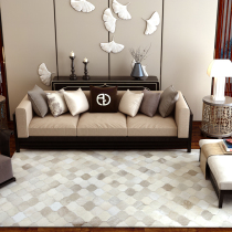 57 Modern Simplicity Joins Nordic Living Room Tea Table Cow Leather Carpet Handmade Splicing Room Fur Rug Custom White