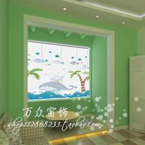  Wanzhong cartoon Korean beautiful roller blinds Childrens room balcony full shading waterproof and anti-ultraviolet pull bead curtains