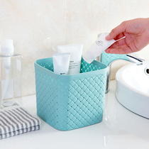 Love Shangrii Home Plastic Containing Frame Desktop Square Imitation Woven Box Melon Aperitif Paper Scrap Trash Can empty basket