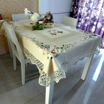  Foreign trade handmade hook spell ribbon embroidery tablecloth Traditional handicraft multi-purpose cover towel Foreign affairs gift fabric Cotton linen tablecloth
