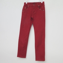 EtamHomme brand off code clearance XS S autumn and winter wine red mens cotton micro elastic jeans F0058