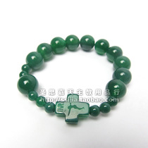 Rosary of the Rosary-Green Agate Rosary Large Bead Bracelet(elastic rope)