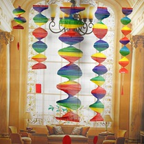 Kindergarten wall decoration wind turn pendant corridor classroom aisle wind chime hanging partition curtain diy