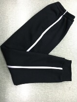 Autumn and winter cotton fleece black Tibetan classic white bar loose high waist school pants same mens and womens sports pants