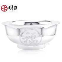  Tomorrow silver bowl Silver tableware S999 foot silver bowl Large bowl Ramen bowl Soup bowl