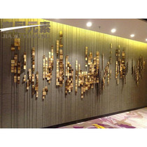 European-style iron geometric square Art soft wall wall-mounted metal Hotel clubhouse sculpture wall pendant