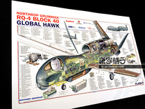 American global Eagle RQ4 RQ-4 unmanned reconnaissance aircraft structure diagram Weapon knowledge wall chart poster decorative painting