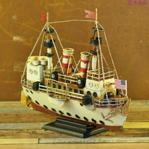 Special handmade wrought iron ship model 1890 Balmo cruiser ornaments Craft Collection jewelry office study