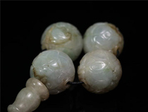 Qing Dynasty natural A-goods jade carved blessing in front of you Buddha beads with beads A set of antique old jade collection of Wen Play