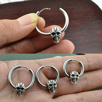 Titanium steel earrings mens earrings single personality tide punk mens skull ear jewelry atmospheric ear buckle hypoallergenic