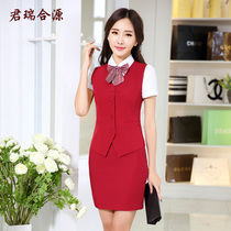 JRHY hotel overalls summer clothes front desk cashier waistcoat set KTV waistcoat women