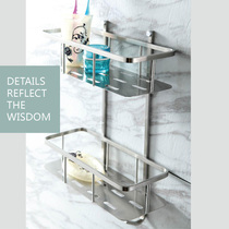 10-year warranty pure 304 stainless steel electroless solid double-layer bathroom rack with hook board basket 30416