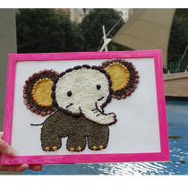 Whole grain paste painting finished product Handmade DIY seed painting Cute baby elephant big ears long nose A4