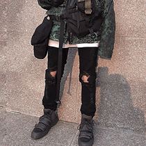 Functional leisure Ninja hole design thin men and women with small feet jeans