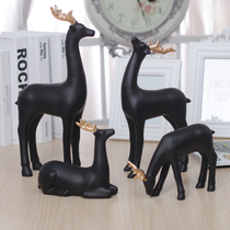 Black family of four deer ornaments modern simple home living room decorations handicraft furnishings