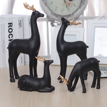 Black family of four deer ornaments modern simple home living room decorations Crafts furnishings