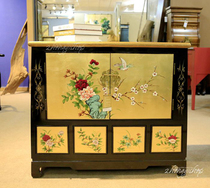 Ming and Qing classical furniture gold foil hand-painted TV cabinet floor cabinet display cabinet porch cabinet porch cabinet four-door locker