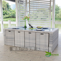 Outdoor table and table Waterproof Sunscreen Casual Patio Balcony Garden Vines RATTAN TABLE AND CHAIRS OUTDOOR RATTAN BENCHES THREE-FIVE SETS COMBINATIONS