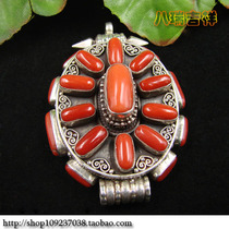 Nepal pure handmade 925 pure silver inlaid jewel gäu box amulet pendant pendant