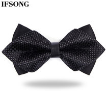 IFSOONG Mens dress business Korean version of the bow tie male groom married black red Inn bow tie