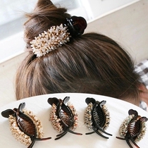 Korean Korean version of crystal beaded Korean large hairclip rhinestone hair grab grab clip ball head ponytail clip hair jewelry headwear
