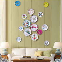 American plate wall decoration Color ceramic hanging disc wall decoration Background wall Composition Cubism hanging decoration Wall Decoration Restaurant