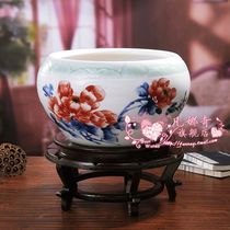 Jingdezhen ceramic fish tank water shallow goldfish tank Wanlian tank hand-painted lotus tank turtle porcelain fish tank