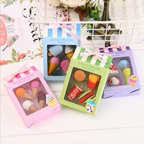 Childrens cute eraser Korean creative stationery gift plate-mounted prize cartoon boxed school supplies for primary school students