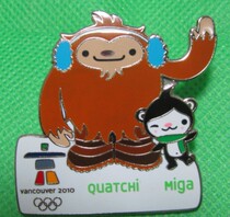 2010 Vancouver Winter Olympics BADGE MASCOT QUATCHI and MIGA BADGE A