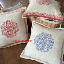 Retro foreign trade export Korea k sofa fabric cotton linen pastoral cushion case does not contain core 45 45